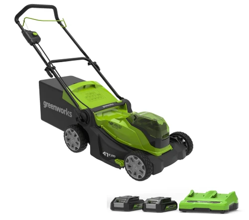 מכסחת דשא נטענת נדחפת 48V(2X24V) רוחב 41 ס"מ + 2X2.0Ah + מטען Dual Port(2A)