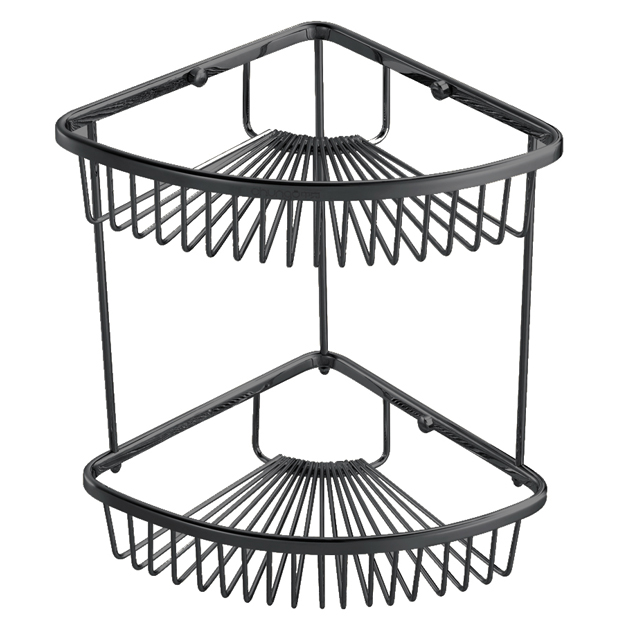 מדף רשת פינתי 2 קומות BLACK שחור – K610-BL